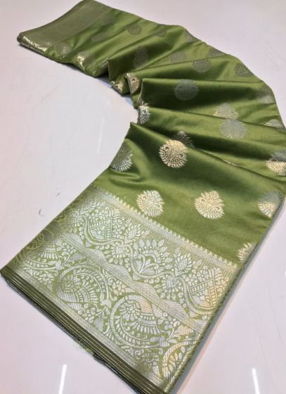 Amazing Green Designer Organza Weaving Saree