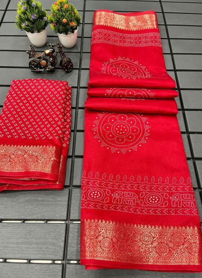 Attractive Bridal Red Tussar Silk Saree For Women