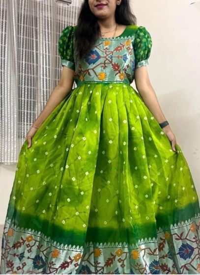 Elegant Green Printed Gown