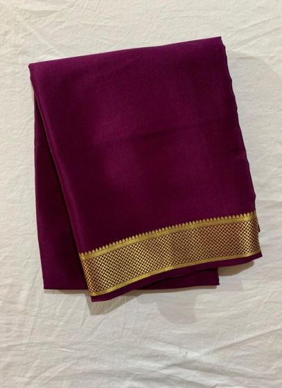 Festive Wear Maroon Plain Mysore Silk Trendy Saree