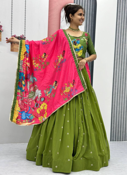 Green Readymade Navratri Lehenga Choli