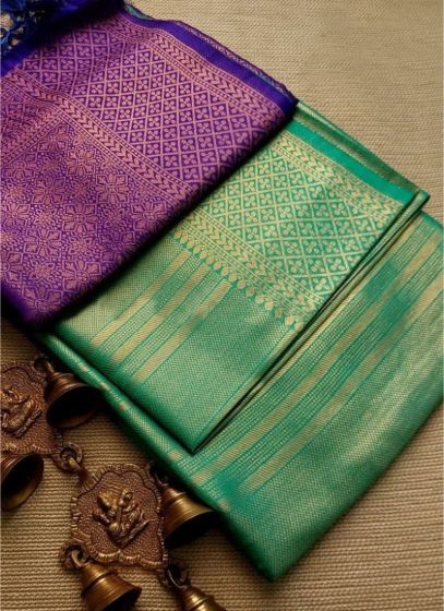 Green Weaving Work Designer Kubera Pattu Saree