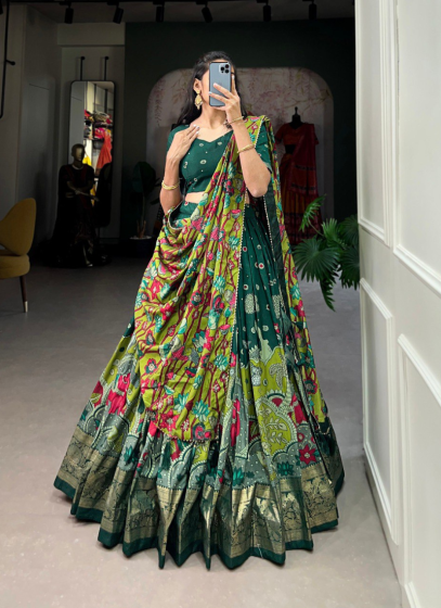 Latest Festival Bottle Green Lehenga Choli