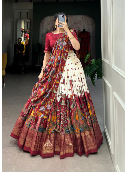 Latest Kalamkari Print Lehenga Choli For Women