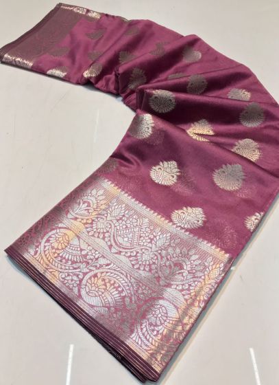 Latest Purple Organza Weaving Saree