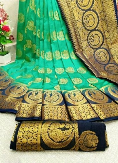 Latest Rama Soft Silk Maharashtrian Look Saree