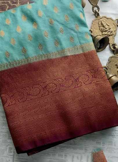 Latest Sky Blue Soft Silk Traditional Kubera Pattu Saree