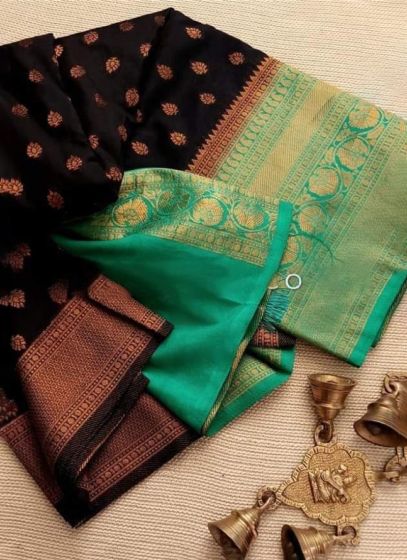 Majestic Black Soft Silk Traditional Kubera Pattu Saree