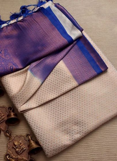 Majestic Off White Weaving Soft Silk Kubera Pattu Saree