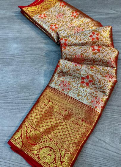 Mustard Super Hit Design Kanjiwaram Silk Saree