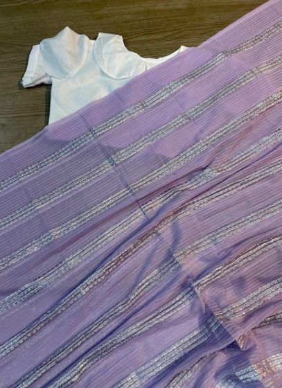 Partywear Purple Fancy Georgette Saree