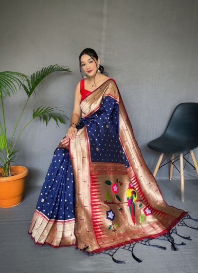 Partywear Weaving Paithani Saree In Blue