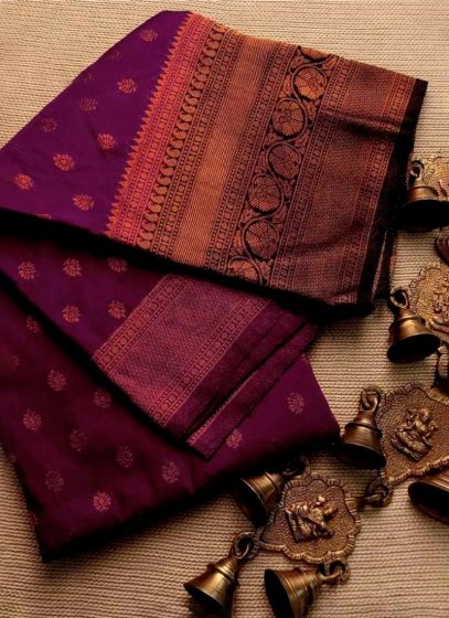 Splendid Wine Soft Silk Traditional Kubera Pattu Saree