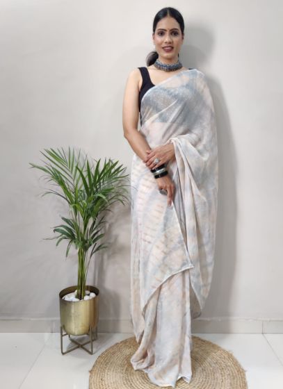 Trending Party Wear Grey Saree For Women