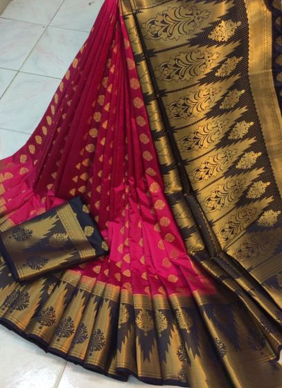 Unique Magenta Organza Silk Paithani Saree