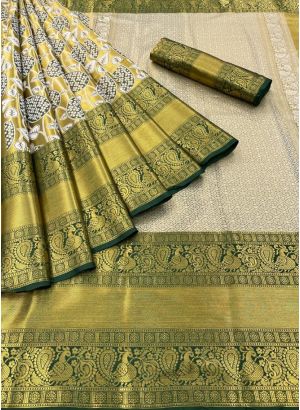 Amazing Green Super Hit Design Handloom Silk Kanjiwaram Saree