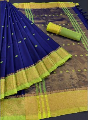 Attractive Weaving Blue Weaving Saree