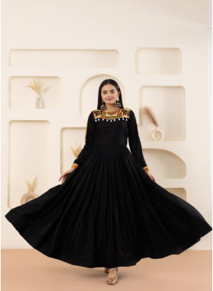 Latest Navratri Special Black Rayon Gown