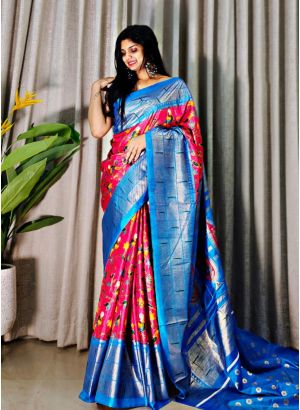 Wonderful Pink Foil Printed Saree