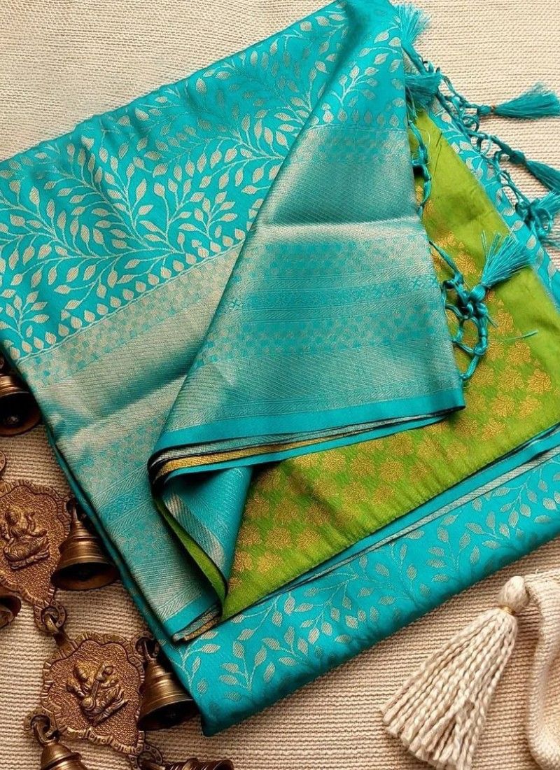 contrast blouse for sky blue silk saree | SS007 | amazing offers - AB & Abi  Fashions