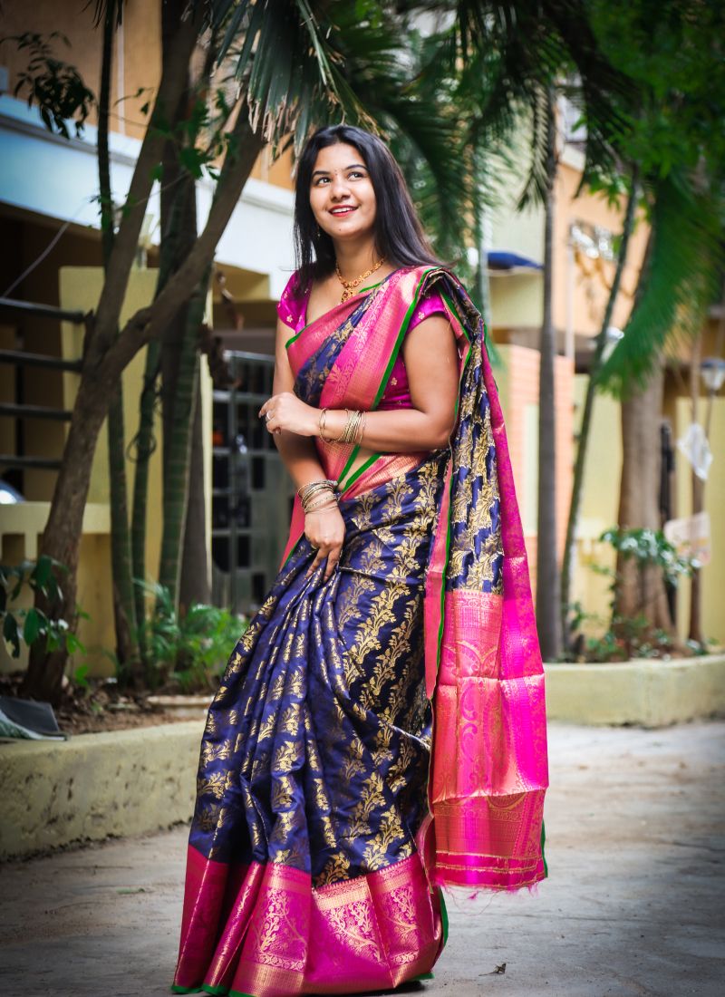 Pink Kanjivaram Silk Saree – StylebyPanaaash