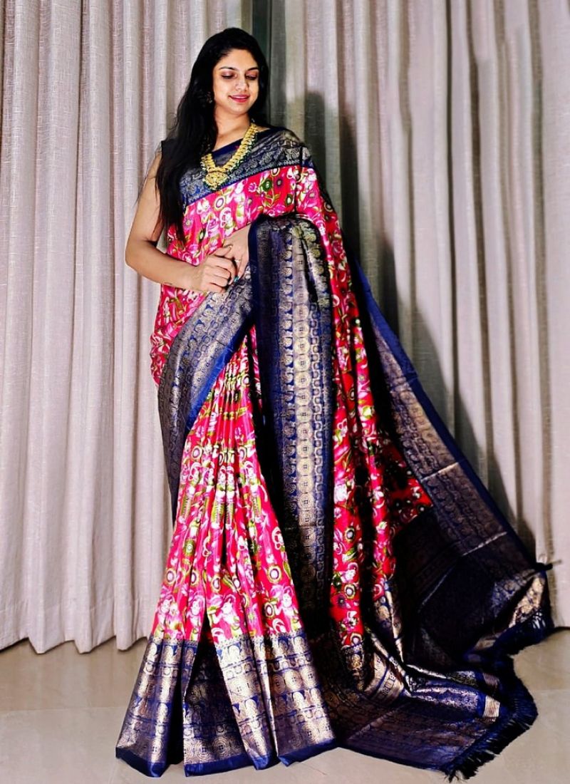 Designer Printed Latest Daily Use Sarees with Contrast Blouse