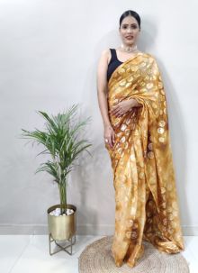 Yellow Ready To Wear Georgette Saree For Women