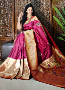 Amazing Wedding Maroon Soft Silk Paithani Saree