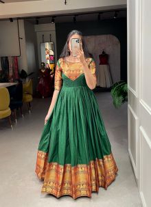 Attractive Lightweight Green Cotton Gown