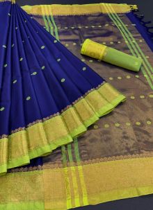 Attractive Weaving Blue Weaving Saree