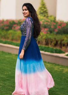 Awesome Classic Blue Padding Gown For Women