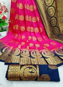 Awesome Magenta Soft Silk Maharashtrian Look Saree