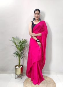 Beautiful Drape Style Pink Saree For Women