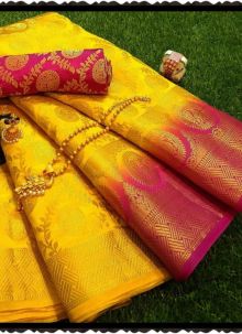 Beautiful Yellow Latest Design Balaton Saree