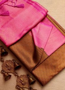 Brown Soft Silk Impressive Saree