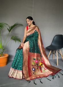 Charming Green Paithani Silk Saree