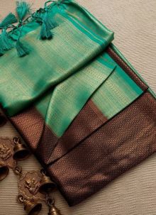 Classy Coffee Weaving Soft Silk Kubera Pattu Saree