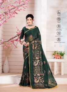 Delightful Green Designer Embroidered Work Wedding Wear Saree