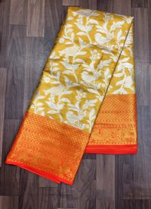 Delightful Mustard Yellow Pure Soft Tissue Banarasi Silk Most Demanded Saree