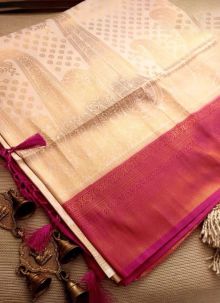 Eye Catching Off White Soft Silk Kubera Pattu Saree