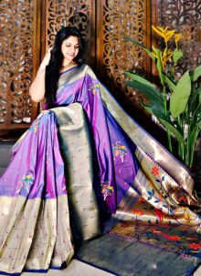 Eye Catching Weaving Saree In Lavender