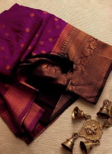 Fashionable Wine Soft Silk Traditional Kubera Pattu Saree