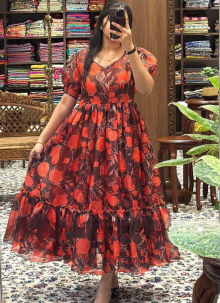 Latest Floral Print Gown