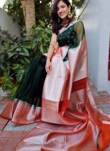 Organza Silk Green Latest Traditional Saree