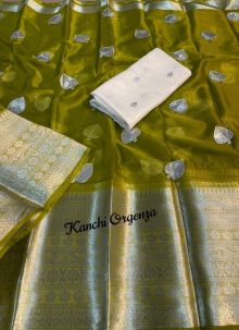 Partywear Green Organza Saree