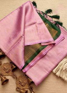 Soft Silk Pink Attractive Kuber Pattu Saree