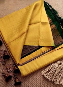 Trending Yellow Weaving Soft Silk Kubera Pattu Saree