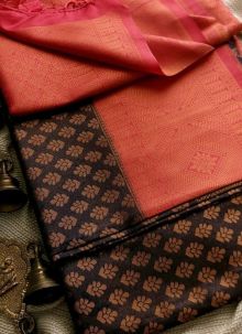 Weaving Work Orange Soft Silk Kubera Pattu Saree