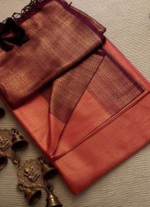 Wonderful Orange Soft Silk Weaving Kubera Pattu Saree