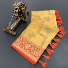 Yellow Traditional Premium Quality Weaving Saree